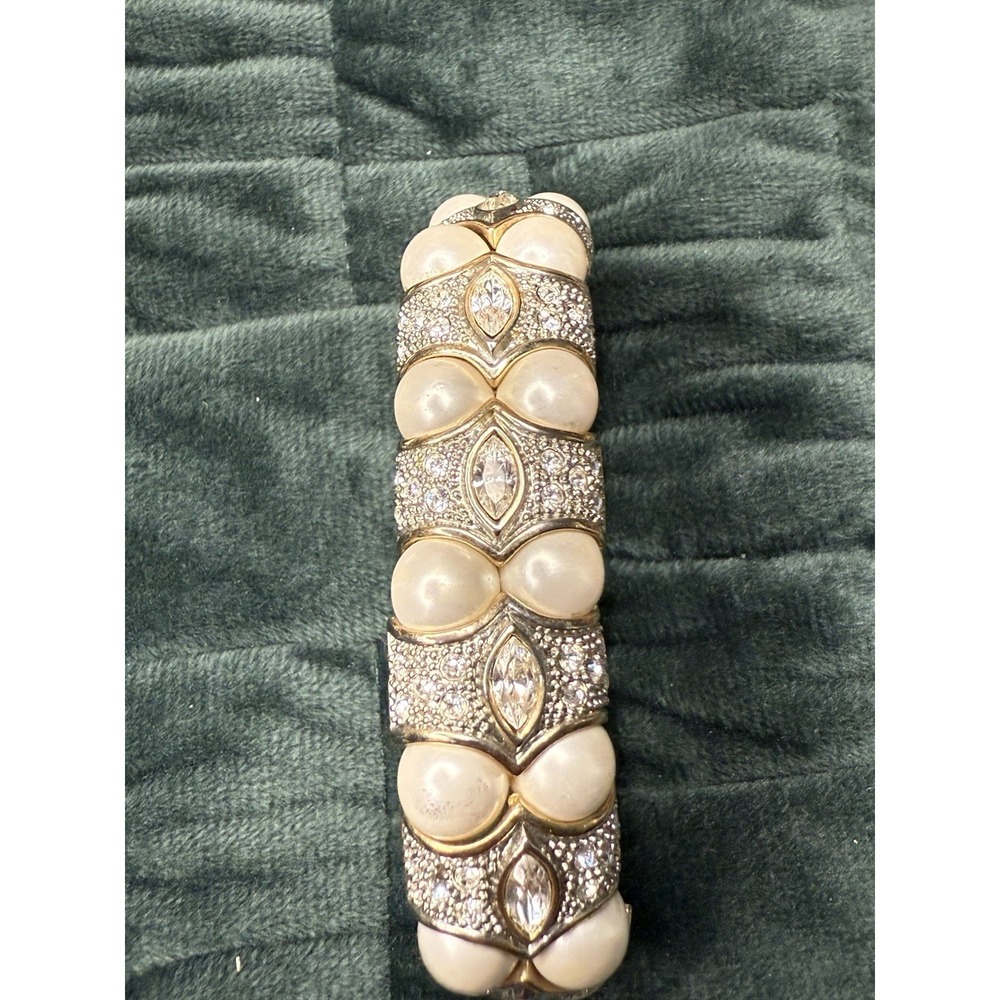 Vintage costume Jewelry Pearl & Crystal Stunning Bracelet –Grandmacore chic - Picture 4 of 6